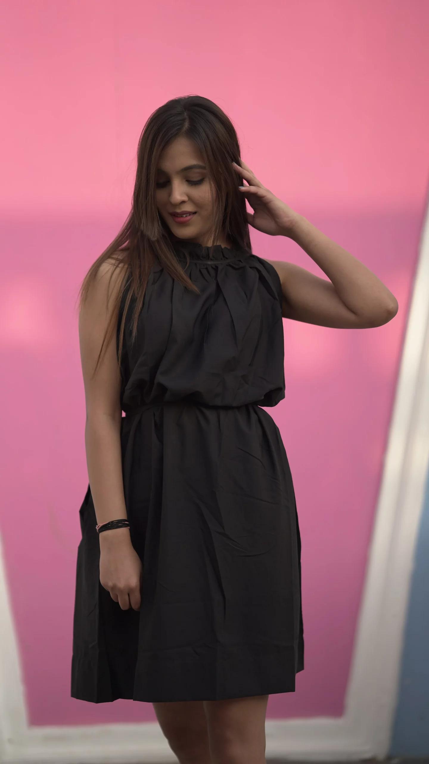 Black Solid MiniDress — 2